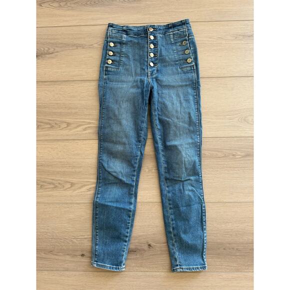 J Brand Natasha in Lovesick Sky High Crop Skinny Buttonfly Stretch Jeans Size 25 - Picture 1 of 5